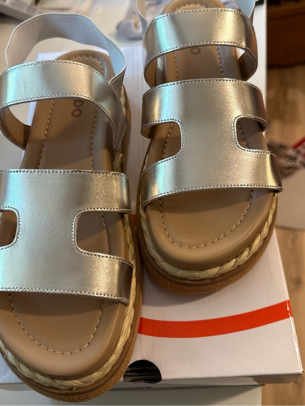 Blondo Metallic Silver Girls' Braided Espadrille Sandals